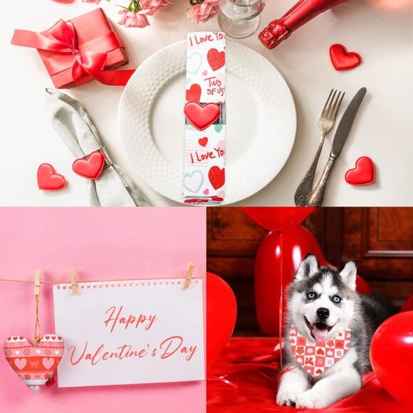 8 PCS Valentine Fabric Squares - Pink Cotton Quilting, Love & Floral Patterns fo - Picture 7 of 7